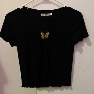 Hearts Hips Butterfly Cropped Shirt for women